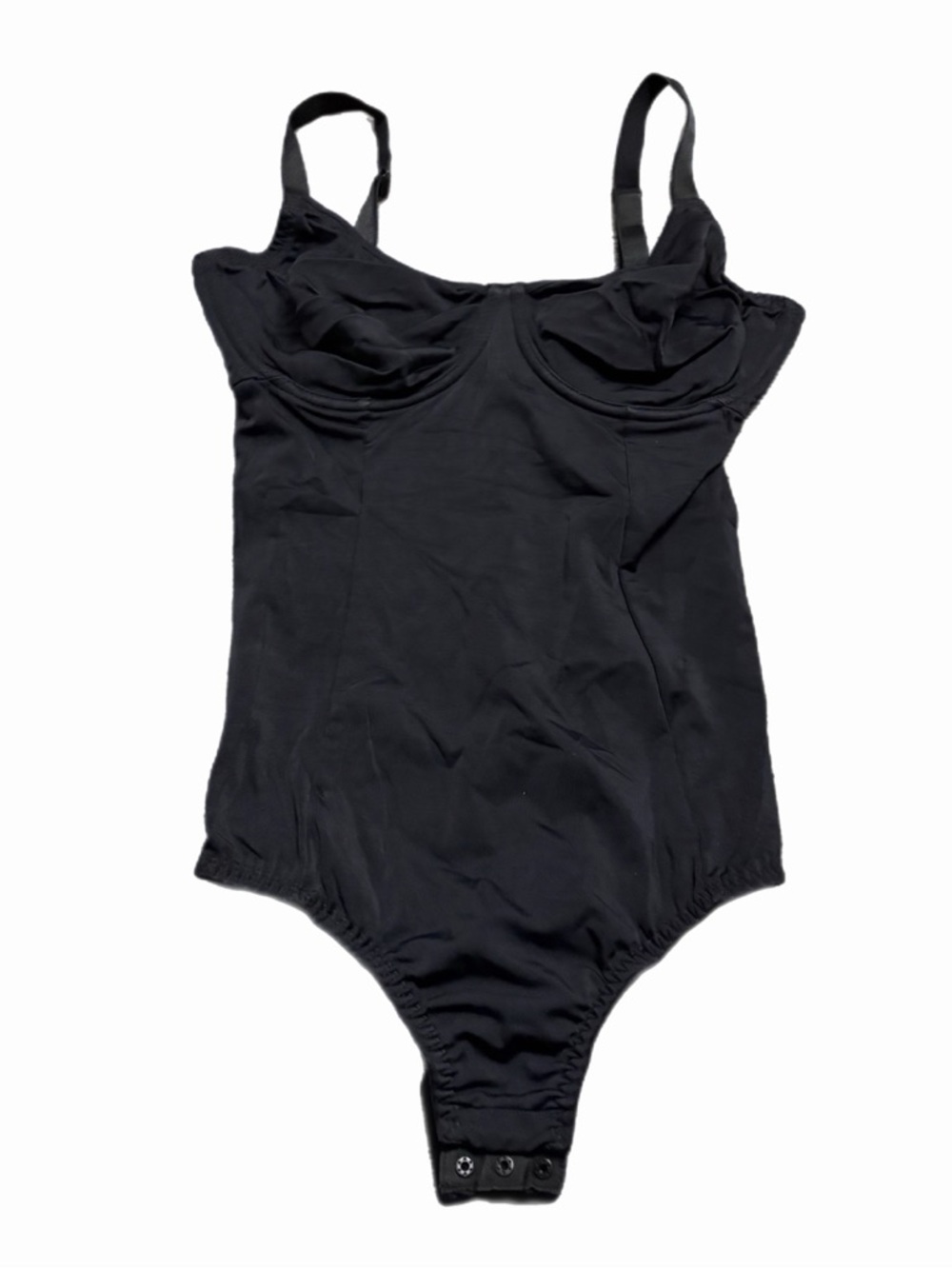 80s/90s European Vintage Marilyn Shapewear Nylon Bodysuit (Black) Size S